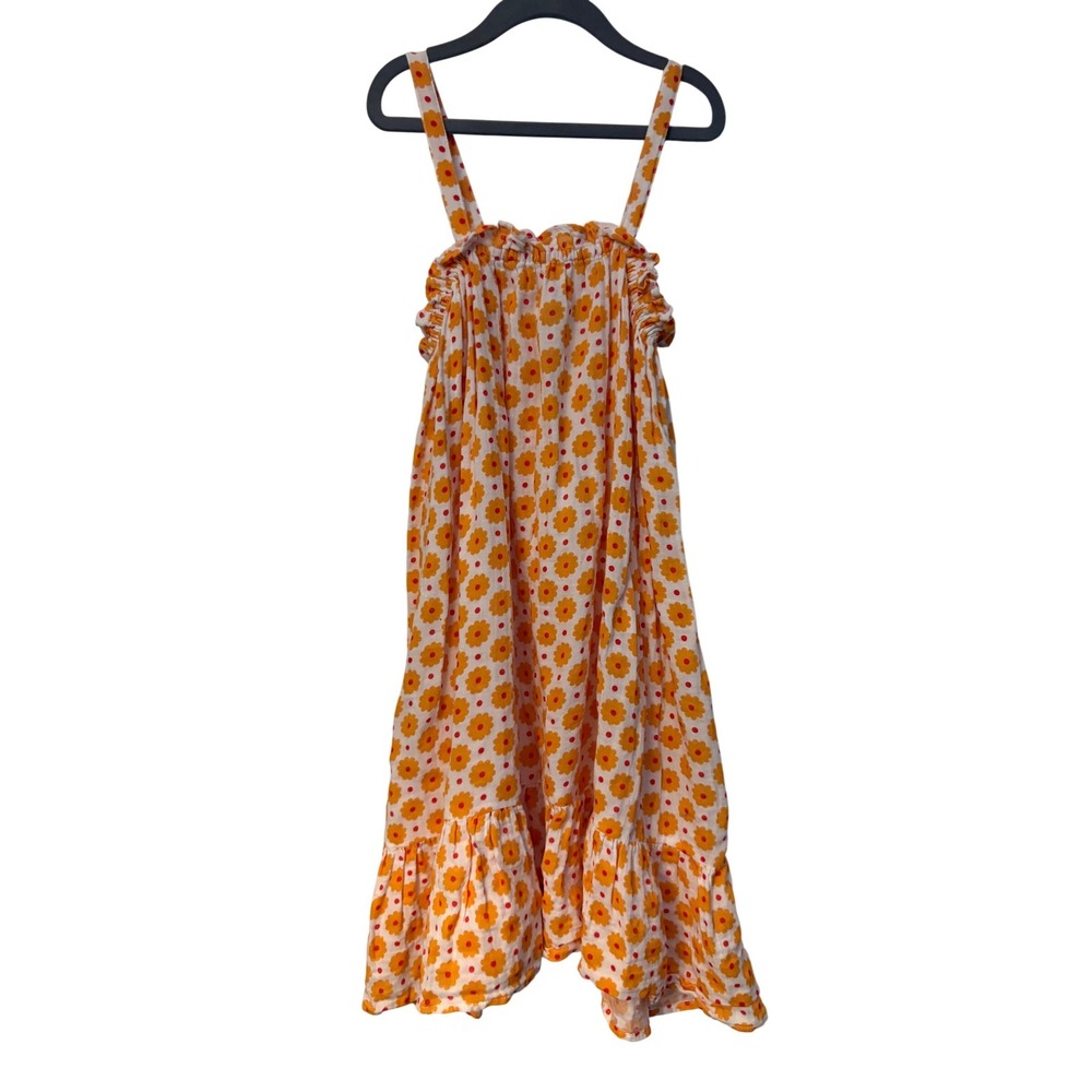 Kite‎ Kids Organic Cotton Yellow Floral Polka Dot Ruffle Sundress 8Y 128cm